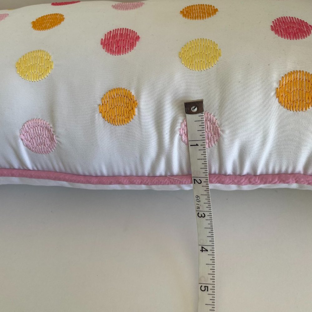 Decorative Lumbar Throw Pillow with Colorful Polka Dots & Piped Edges 18” x 10" - Picture 7 of 9